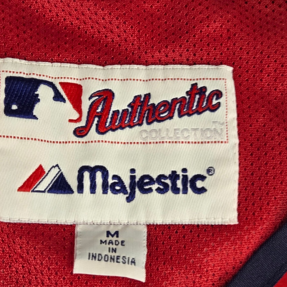 Majestic Boston Red Sox MLB Batting Jacket Mens Medium Red‎ Navy AJ754 Pullover - Picture 6 of 8